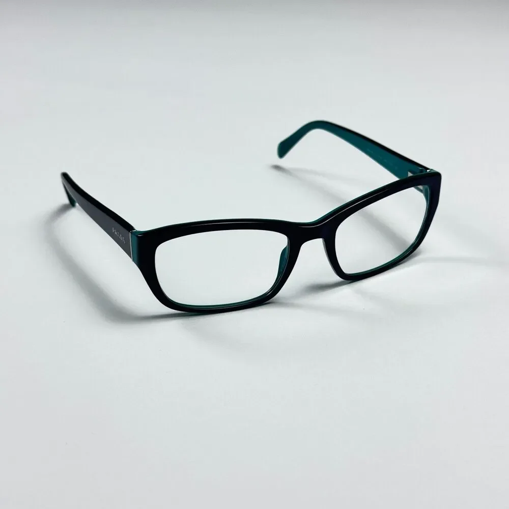 Prada Eyeglass Frames Women 52-18 VPR 18O Black Green Acetate RX Case
